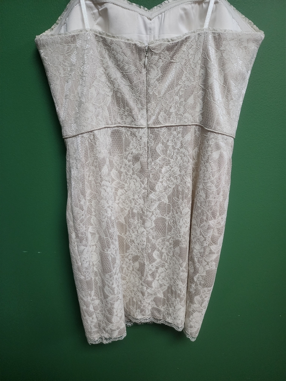 Aidan Mattox Ivory Lace Strapless Sheath Dress Sweetheart Neck Size 10 - Picture 3 of 5